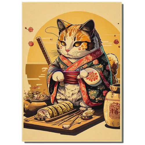 Affiche Japonaise  Chat Flower