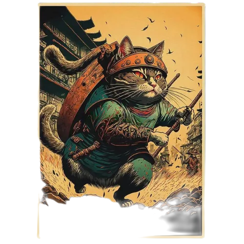 Affiche Japonaise  Chat Soldat