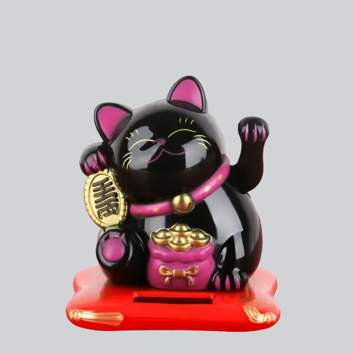 Maneki Neko Solaire | Noir Céramique