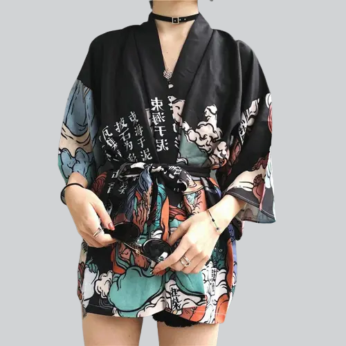 Veste Style Kimono Noir | NAGORIE