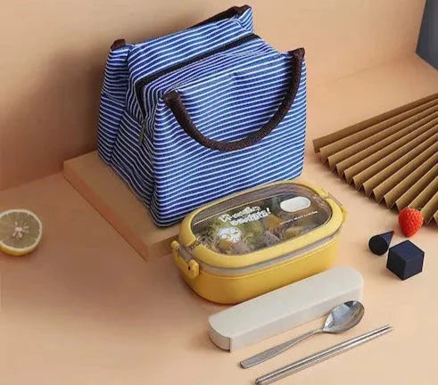 Bento Japon jaune avec sac bleu