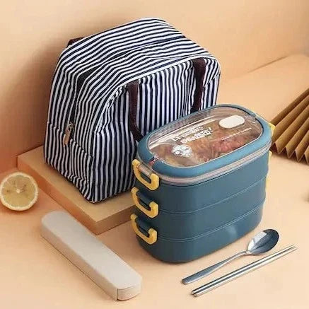 Boite Bento Lunch Box bleu 3 étages