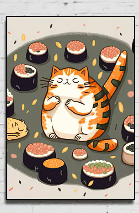 Affiche Japonaise | Chat Gourmand