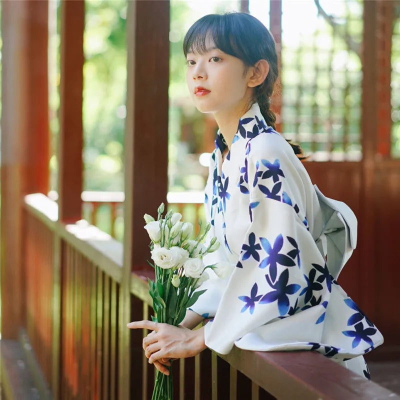 Kimono femme japon bleu blanc | misato