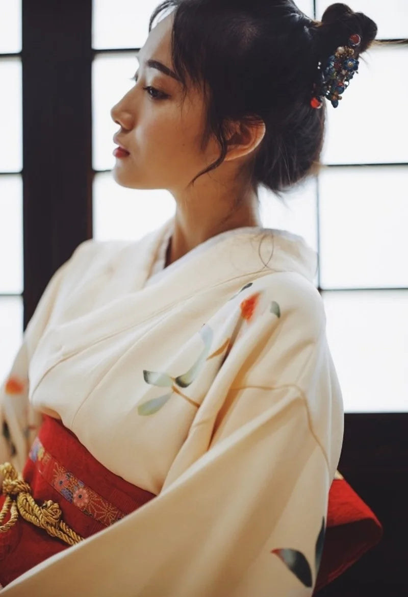 Kimono japonais femme blanc | hokota