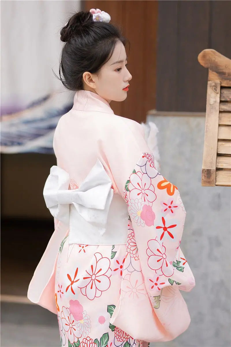 Kimono japonais femme rose | nakatsugawa