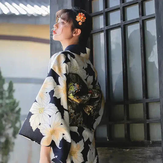 Kimono noir femme | kawazu