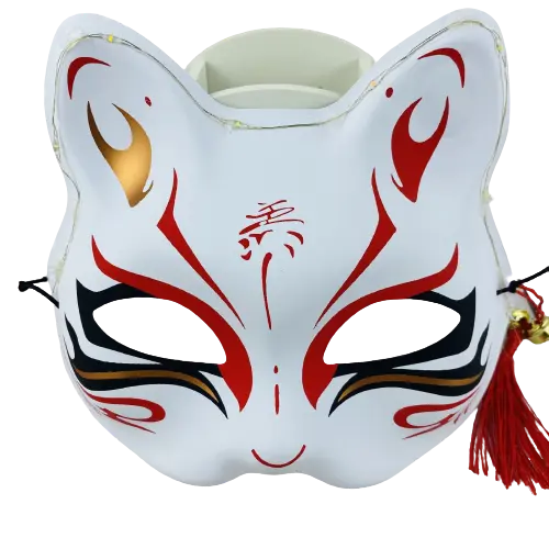 Masque Chat Japonais Blanc et Rouge kitsune 