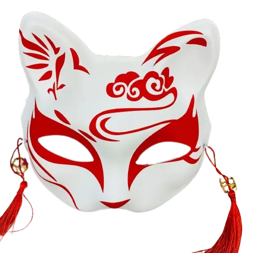 Masque Chat Japonais kitsune rouge