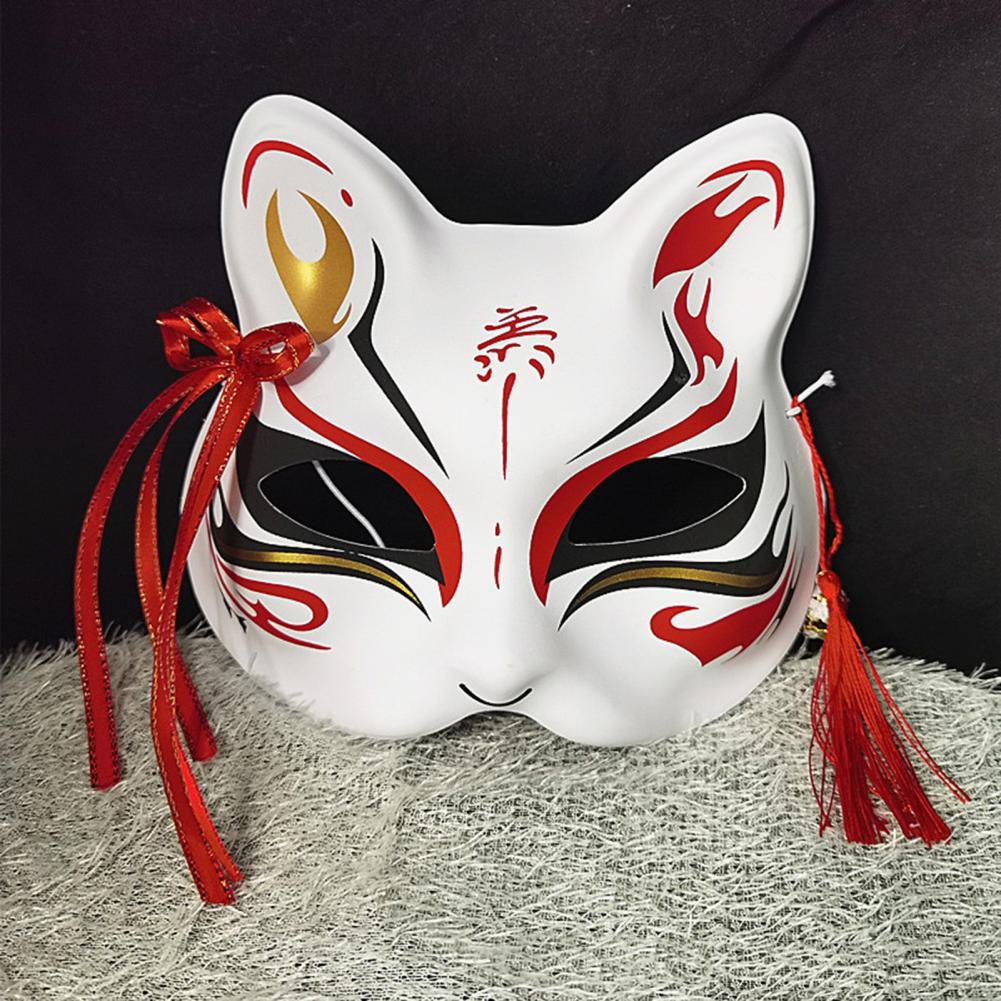 Masque chat japonaise blanc et rouge | kyonan