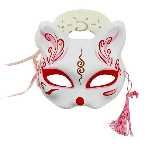 Masque Japonais Blanc rose kisune legende