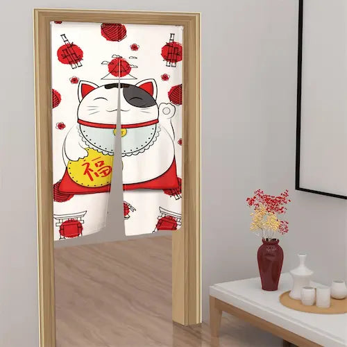 Noren Japonais Motifs maneki neko