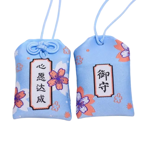 Omamori Kanji bleu ciel avec kanji