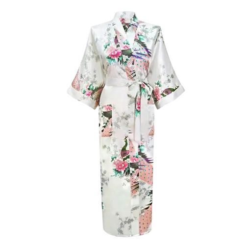 Robe Japonaise Fille Blanche motif de fleurs
