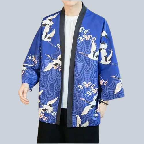 VESTE KIMONO "GRUE JAPONAISE" | KUMIYAMA